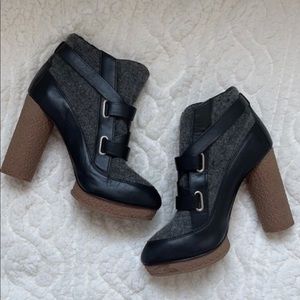 Loeffler Randall Flannel and Leather Boots Size 8 1/2